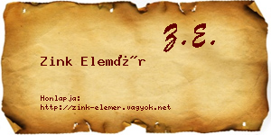 Zink Elemér névjegykártya